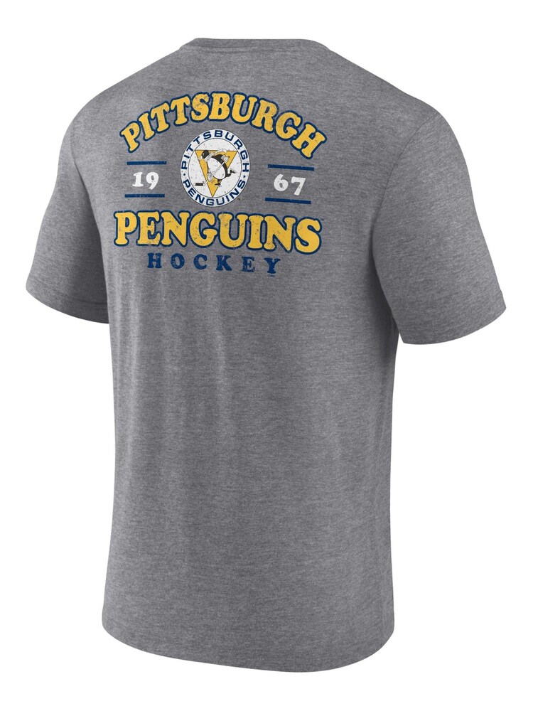 Fanatics Grey NHL Pittsburgh Penguins Heritage Triblend T-Shirt - Image 3 of 3