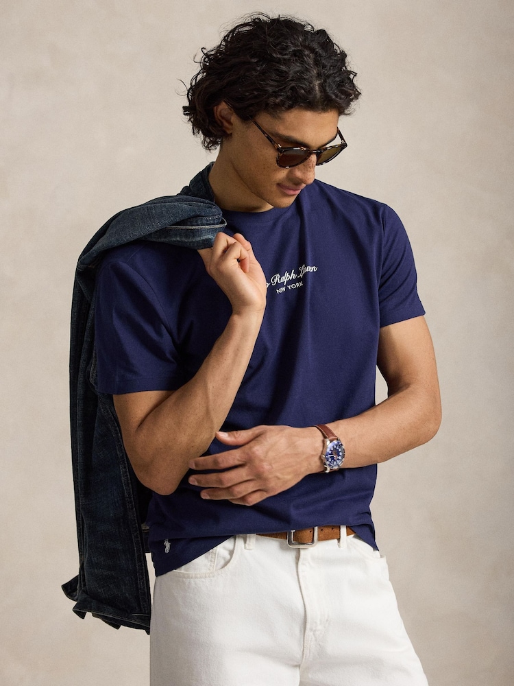 Polo Ralph Lauren Blue Script Logo T-Shirt - Image 5 of 5