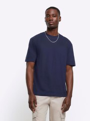 River Island Blue Studio Regular Fit T-Shirt - Image 1 of 4