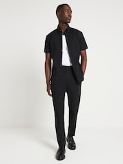 River Island Black Muscle Fit Textured 100% Cotton Shirt - Image 1 of 5