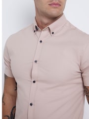 River Island Pink Muscle Fit Textured 100% Cotton Shirt - Image 3 of 4