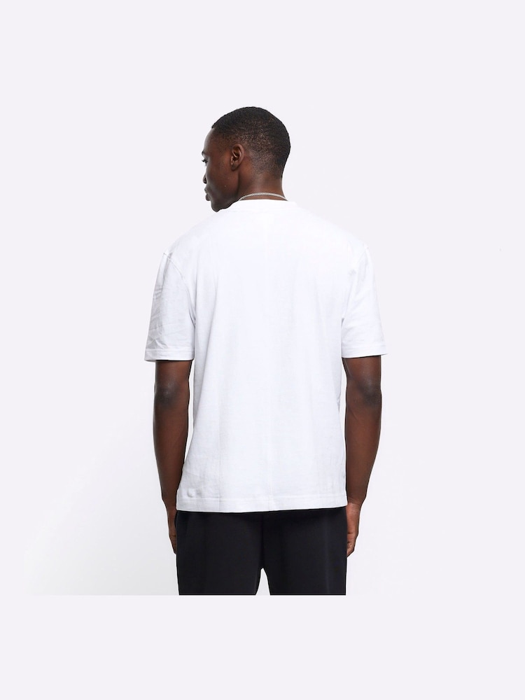 River Island White Regular Fit Studio 100% Cotton T-Shirt - Image 2 of 4