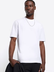 River Island White Regular Fit Studio 100% Cotton T-Shirt - Image 3 of 4