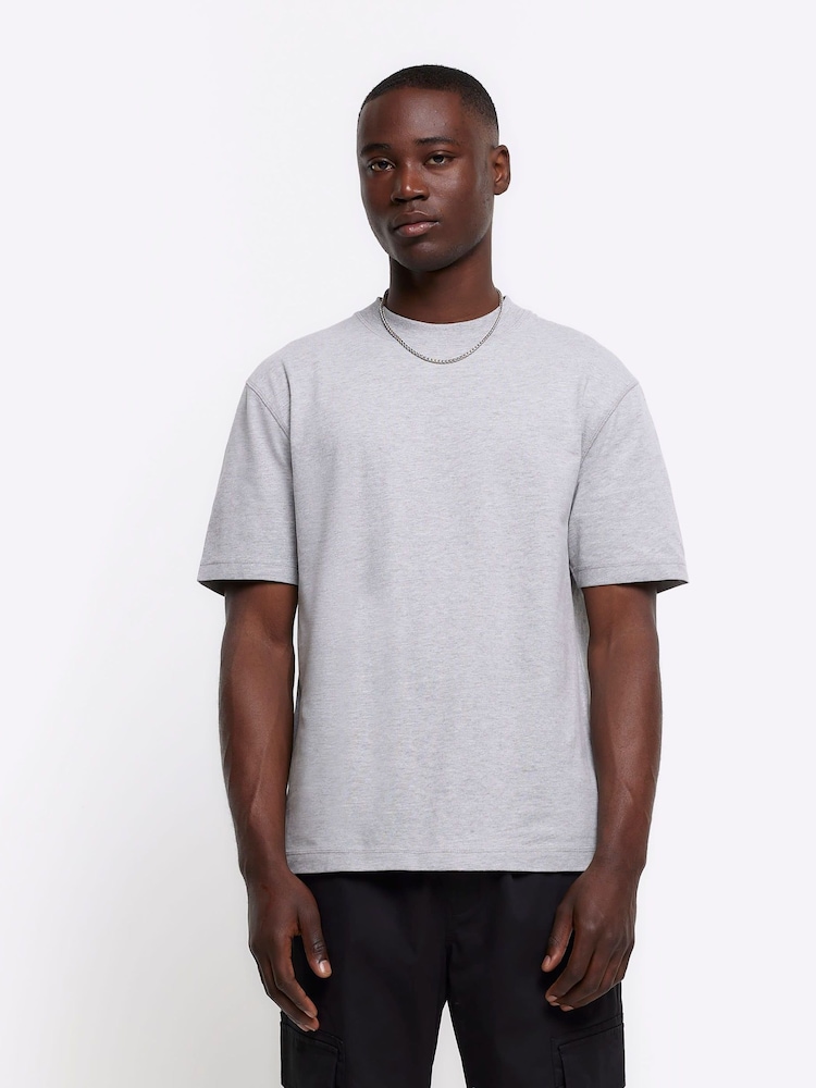 River Island Grey Studio Regular Fit T-Shirt - Image 1 of 4