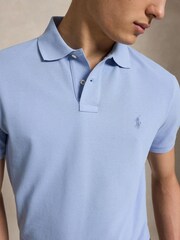 Polo Ralph Lauren Blue Custom Fit Mesh Pique Polo Shirt - Image 5 of 6