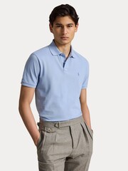 Polo Ralph Lauren Blue Custom Fit Mesh Pique Polo Shirt - Image 6 of 6