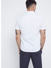 River Island White Muscle Fit Textured 100% Cotton Shirt - Image 2 of 4