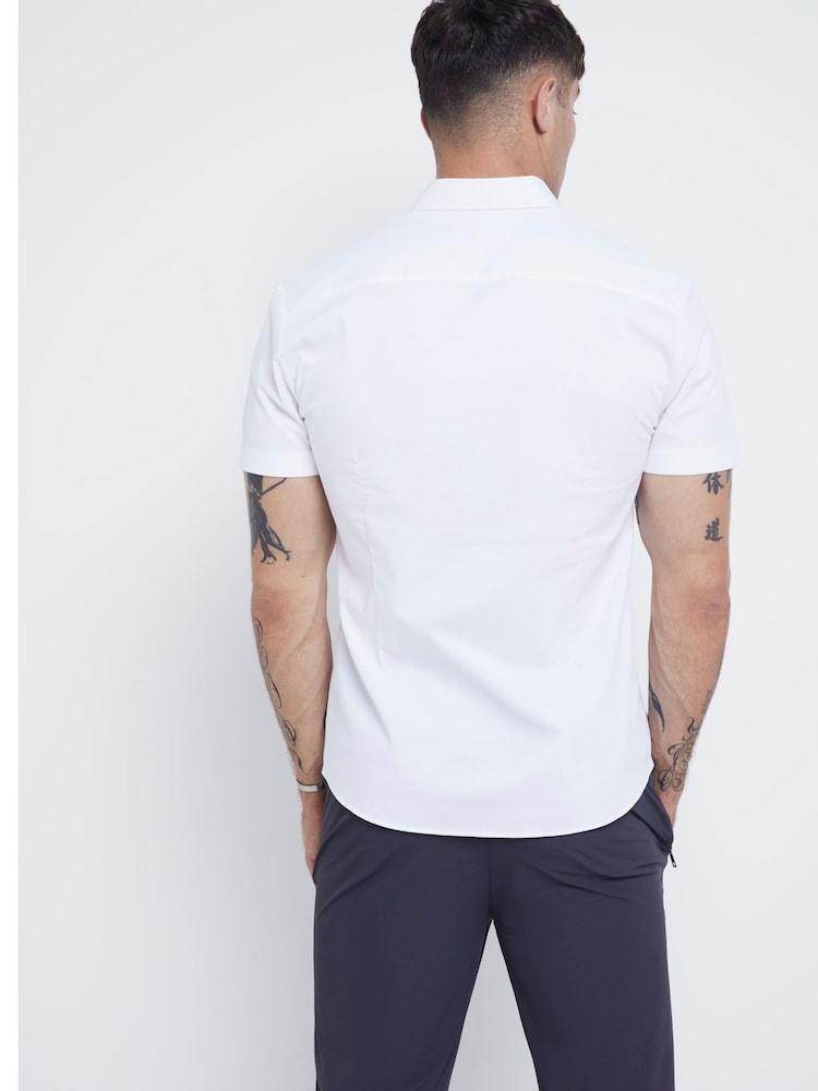 River Island White Muscle Fit Textured 100% Cotton Shirt - Image 2 of 4