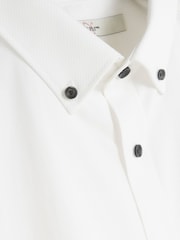 River Island White Muscle Fit Textured 100% Cotton Shirt - Image 4 of 4