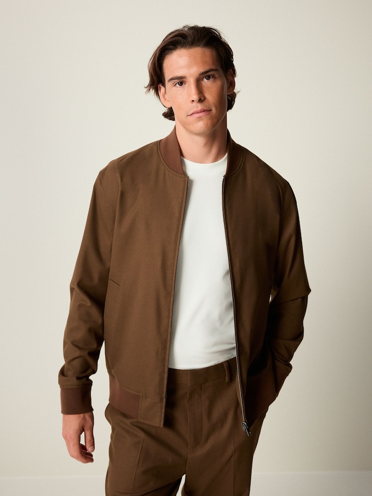 rjava - ozek kroj Flannel Bomber jakna; suknjič - Slika 1 iz 10