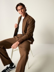 Braun - Slim-Fit-Flanell-Bomberjacke - Image 1 of 8