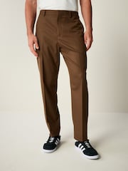 Brown Smart Flannel Slim Fit Trousers - Image 1 of 9