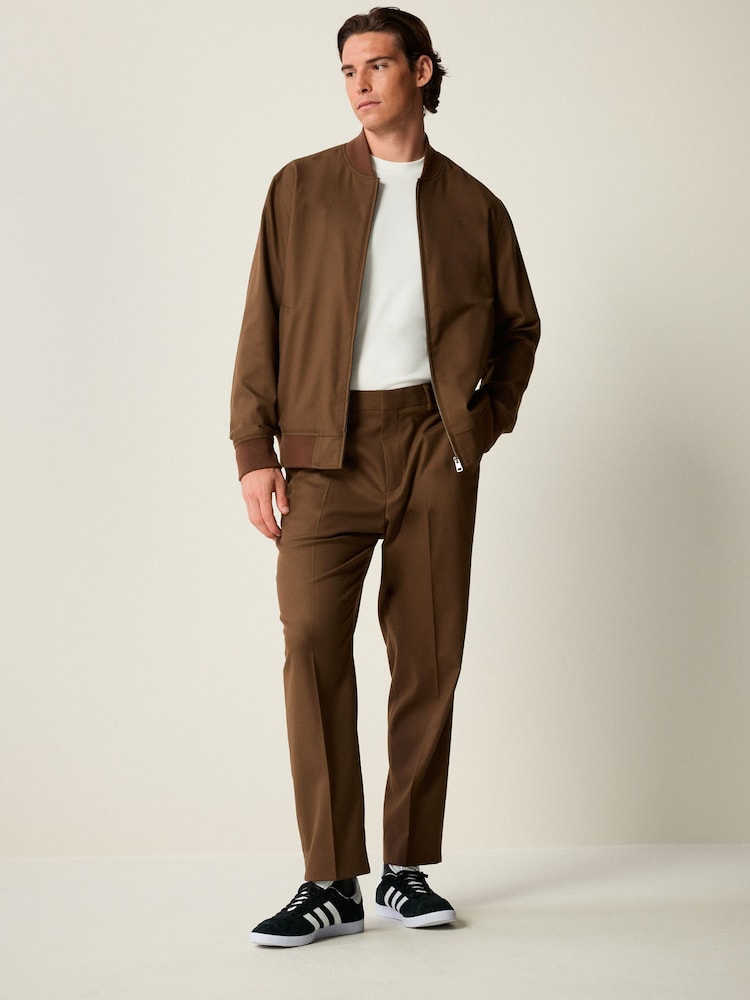 Brown Smart Flannel Slim Fit Trousers - Image 2 of 9