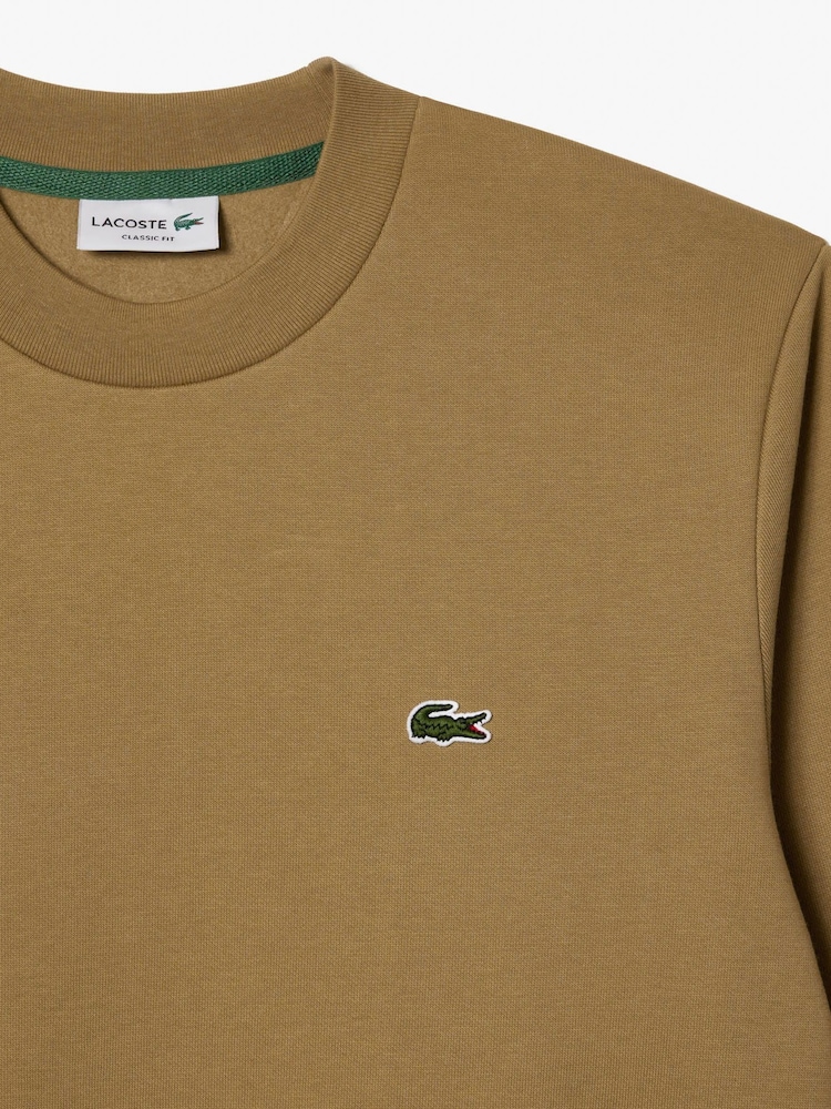 Коричневый - Lacoste классический флисовый свитшот - Изображение 10 из 10