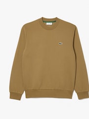 Коричневый - Lacoste классический флисовый свитшот - Изображение 9 из 10