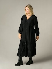 Live Unlimited Black Curve Button Through Midaxi Dress - Image 1 of 6