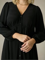 Live Unlimited Black Curve Button Through Midaxi Dress - Image 5 of 6