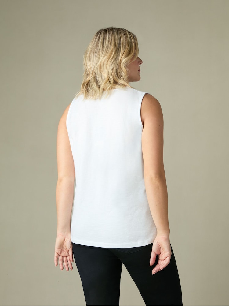 Live Unlimited White Curve 100% Cotton Slub V-Neck Vest - Image 2 of 5