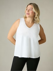 Live Unlimited White Curve 100% Cotton Slub V-Neck Vest - Image 3 of 5