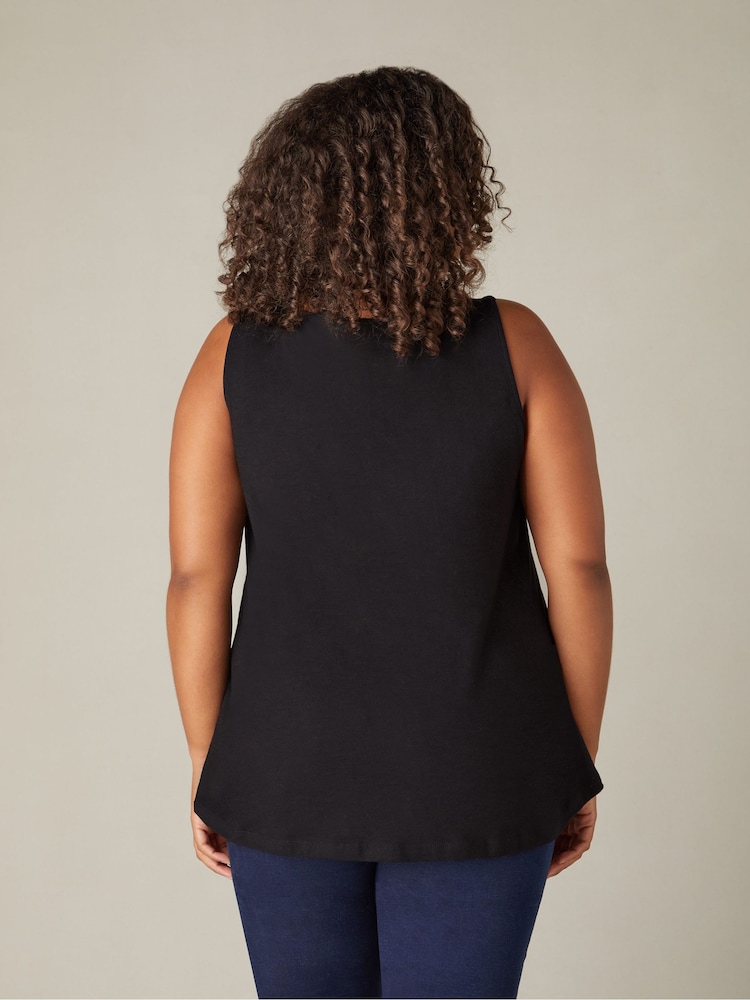 Live Unlimited Black Curve 100% Cotton Slub Round Neck Vest - Image 2 of 4