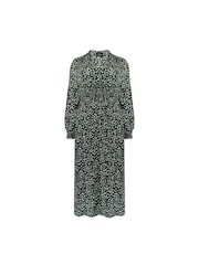 Live Unlimited Green Curve Petite Ditsy Jersey Shirred Waist Dress - Image 4 of 5