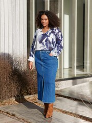 Live Unlimited Blue Curve Denim Skirt - Image 1 of 3