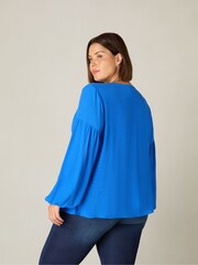 Live Unlimited Blue Curve Ruched Front Blouse - Image 5 of 8