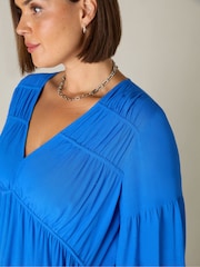 Live Unlimited Blue Curve Ruched Front Blouse - Image 7 of 8