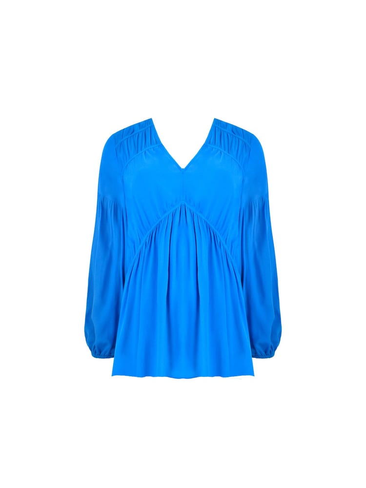 Live Unlimited Blue Curve Ruched Front Blouse - Image 8 of 8