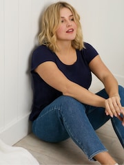 Live Unlimited Blue Curve 100% Cotton Slub Scoop Neck T-Shirt - Image 6 of 9