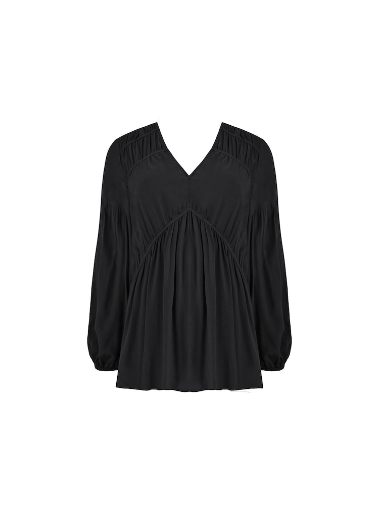 Live Unlimited Black Curve Ruched Front Blouse - Image 4 of 4