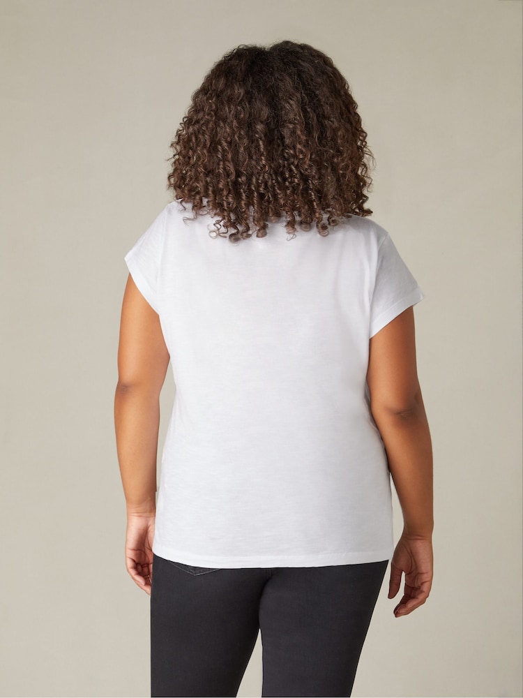 Live Unlimited White Curve 100% Cotton Slub Scoop Neck T-Shirt - Image 2 of 7