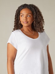 Live Unlimited White Curve 100% Cotton Slub Scoop Neck T-Shirt - Image 3 of 7