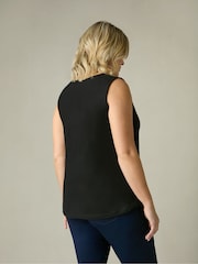 Live Unlimited Black Curve 100% Cotton Slub V-Neck Vest - Image 2 of 5