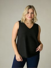 Live Unlimited Black Curve 100% Cotton Slub V-Neck Vest - Image 3 of 5