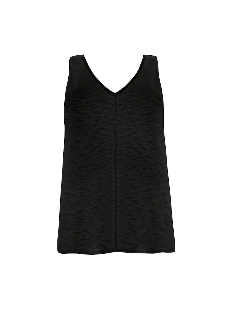 Live Unlimited Black Curve 100% Cotton Slub V-Neck Vest - Image 5 of 5