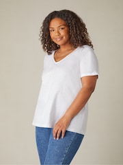 Camiseta de algodón flameado con cuello de pico en talla curva de Live Unlimited 100% - Imagen 1 de 6