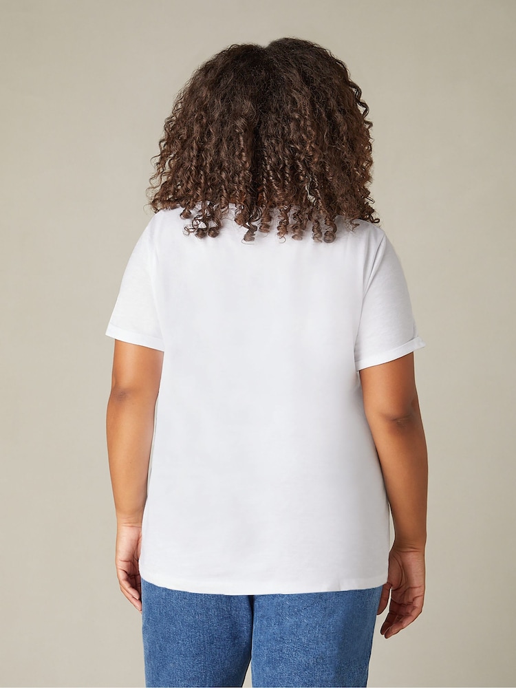 Camiseta de algodón flameado con cuello de pico en talla curva de Live Unlimited 100% - Imagen 2 de 6