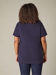 Live Unlimited Blue Curve 100% Cotton Slub V-Neck T-Shirt - Image 2 of 5
