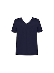 Live Unlimited Blue Curve 100% Cotton Slub V-Neck T-Shirt - Image 5 of 5