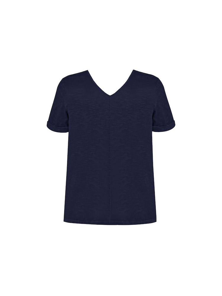 Live Unlimited Blue Curve 100% Cotton Slub V-Neck T-Shirt - Image 5 of 5
