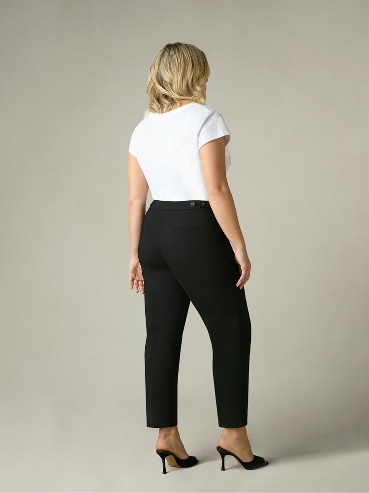 Live Unlimited Black Curve Tailored Button Detail Trousers - Image 2 of 6