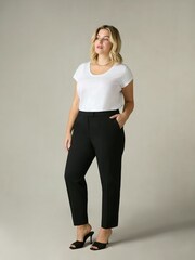 Live Unlimited Black Curve Tailored Button Detail Trousers - Image 3 of 6