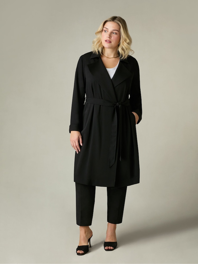 Live Unlimited Black Curve Relaxed Tailored Duster Coat - Image 1 of 6