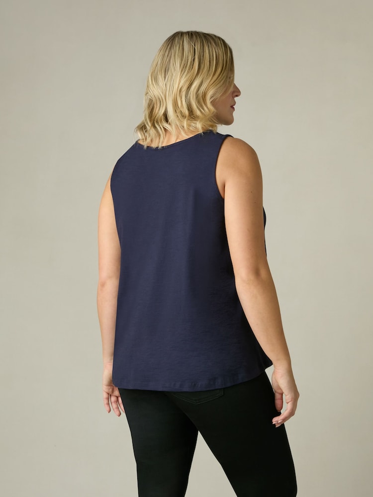 Live Unlimited Blue Curve 100% Cotton Slub Round Neck Vest - Image 2 of 5