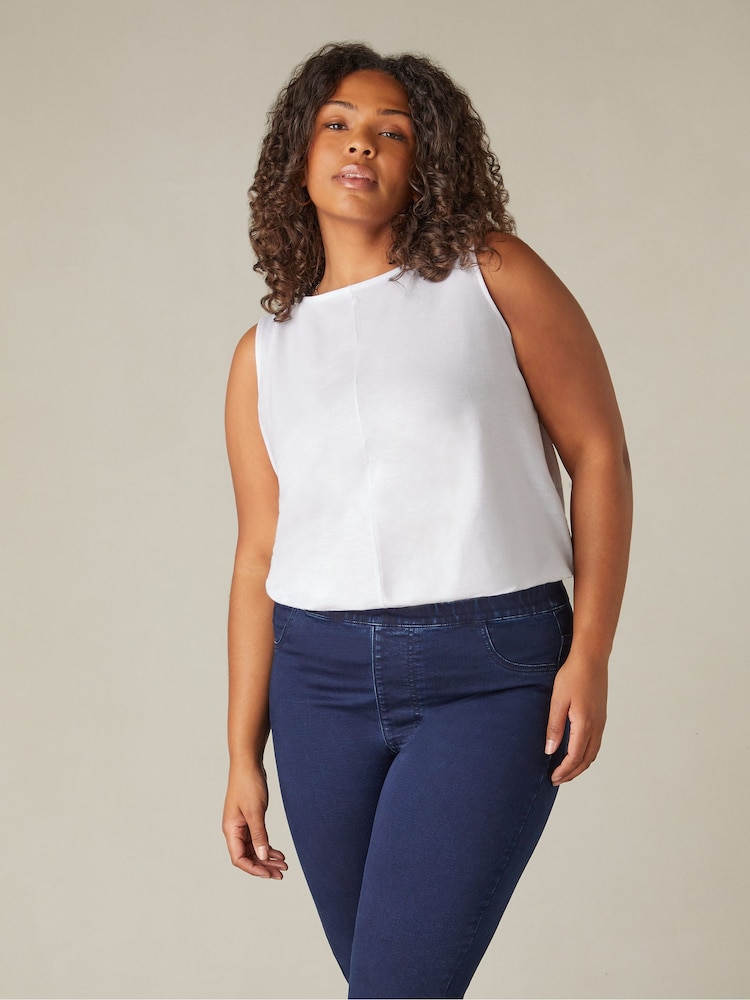 Live Unlimited White Curve 100% Cotton Slub Round Neck Vest - Image 1 of 4