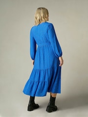 Live Unlimited Blue Curve Ditsy Button Through Midaxi Dress - Image 2 of 7