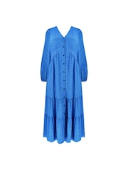 Live Unlimited Blue Curve Ditsy Button Through Midaxi Dress - Image 7 of 7