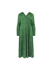 Live Unlimited Green Curve Spot Print Jersey Wrap Dress - Image 4 of 5