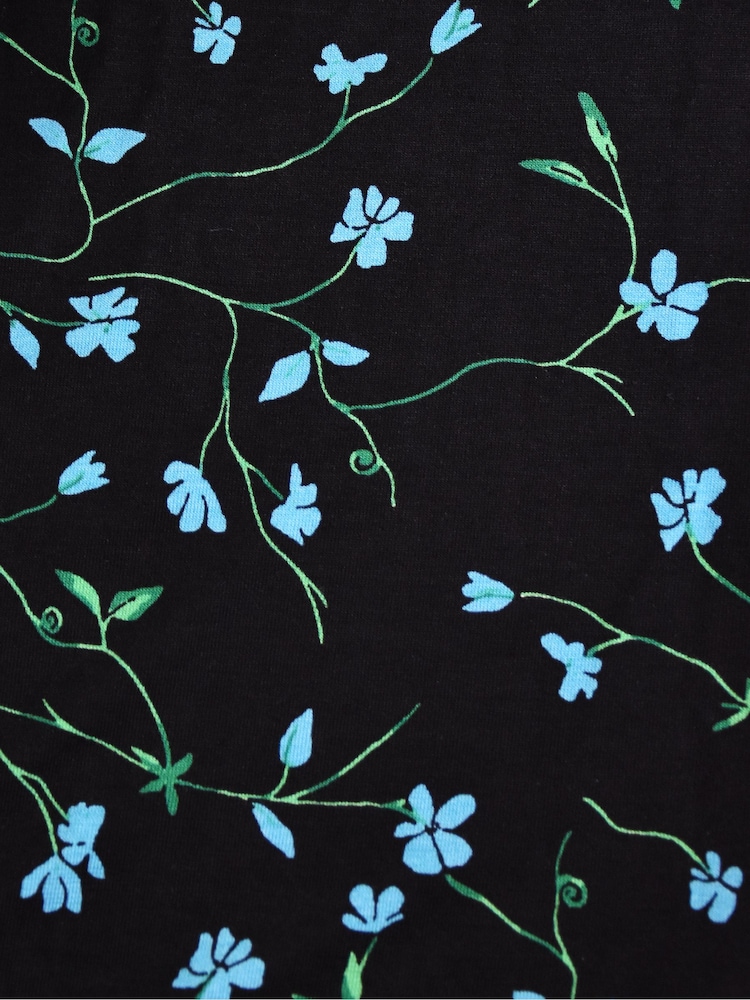 Live Unlimited Blue Curve Petite Ditsy Print Jersey Wrap Dress - Image 5 of 5